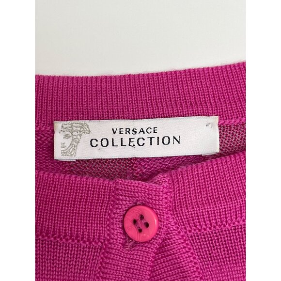 Versace Collection‎ Wool Pink Button Front Knit Cardigan Back Braid Detail 40 - Picture 5 of 15